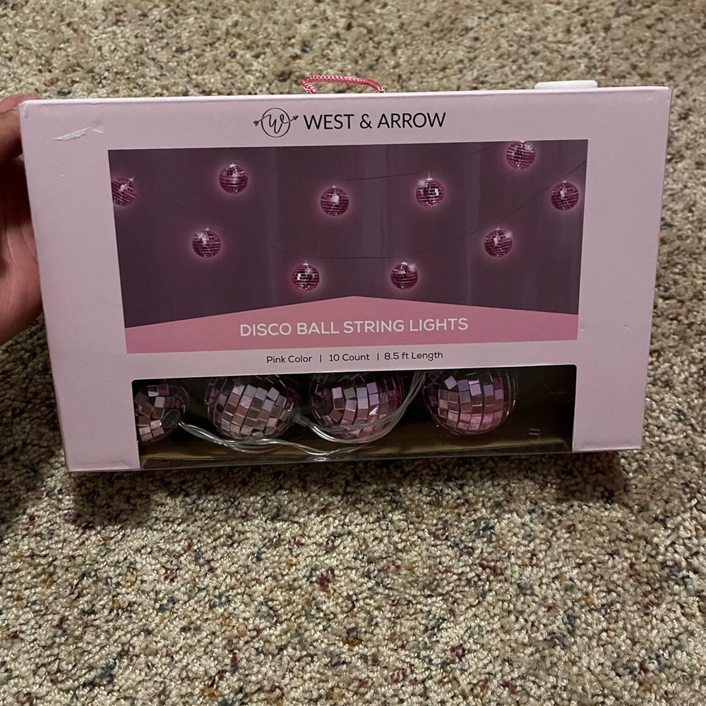 Pink Disco Ball String Lights